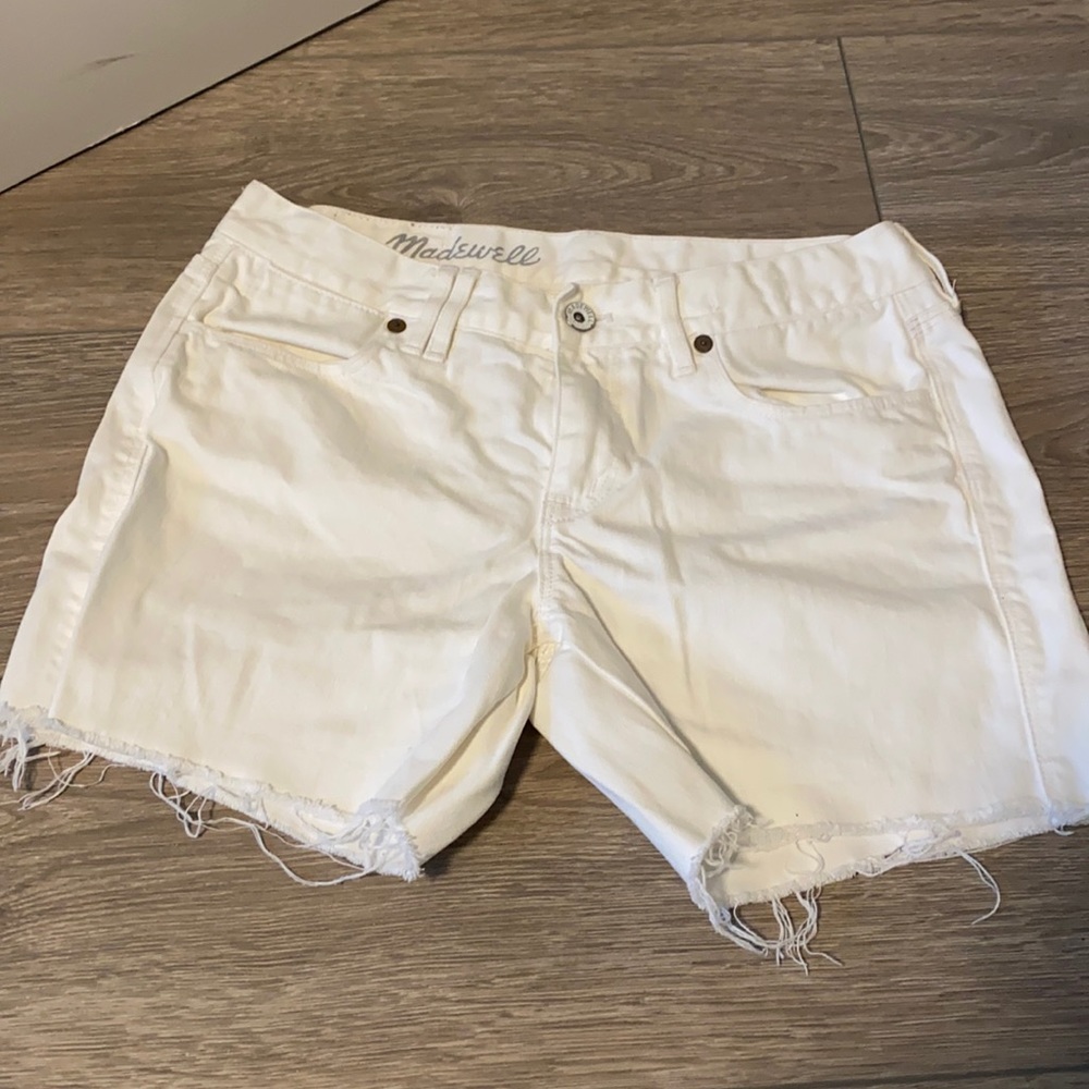 Madewell white cut-off denim shorts